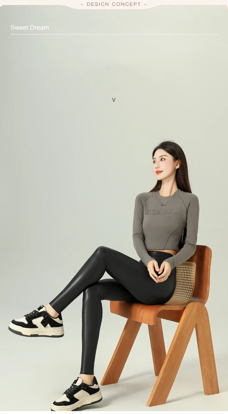 BIVIGAOS 2025 Fall Winter Baby PU Leather Leggings High Waist Elastic Slim Tight Sexy Leather Pants Thin Fleece Warm leggings