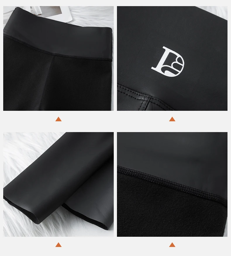 BIVIGAOS 2025 Fall Winter Baby PU Leather Leggings High Waist Elastic Slim Tight Sexy Leather Pants Thin Fleece Warm leggings
