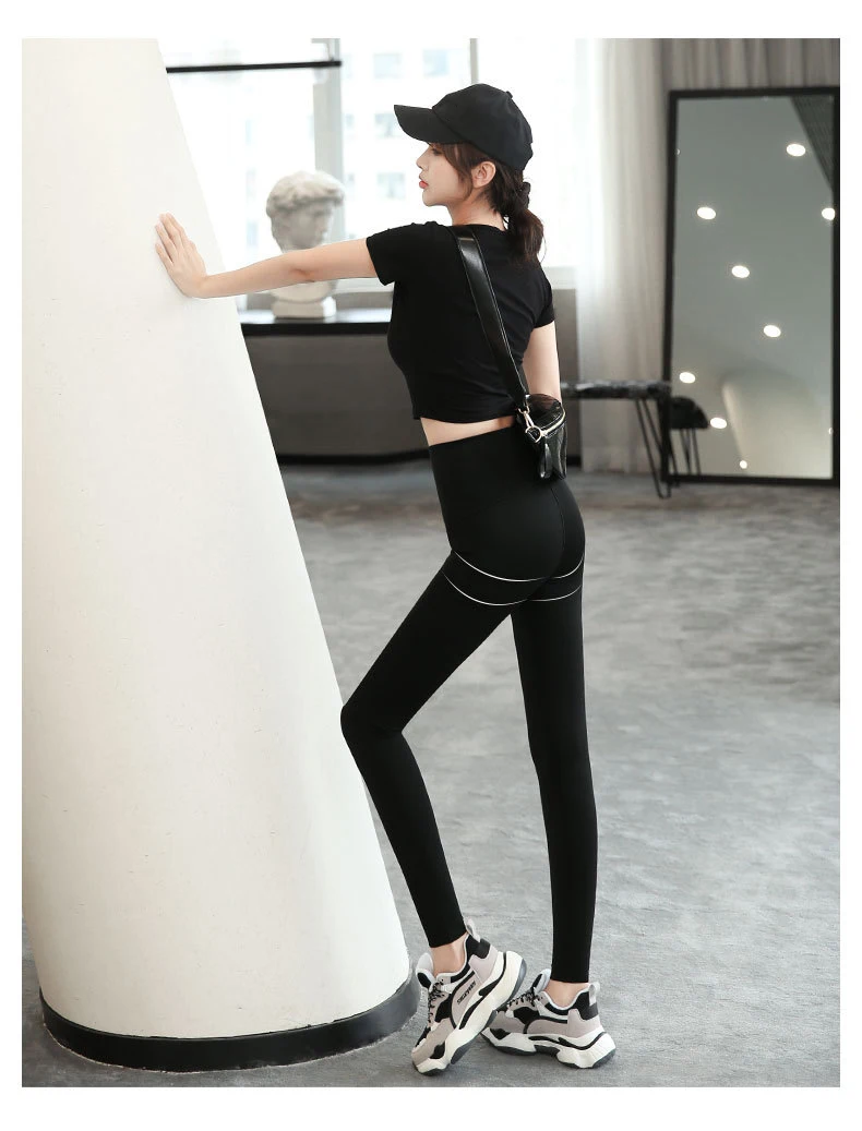 BIVIGAOS Micro Pressure Sharkskin Leggings Women Black Fitness Shaping Hip Lifting Leggings Skinny Slim Sport Workout Leggings