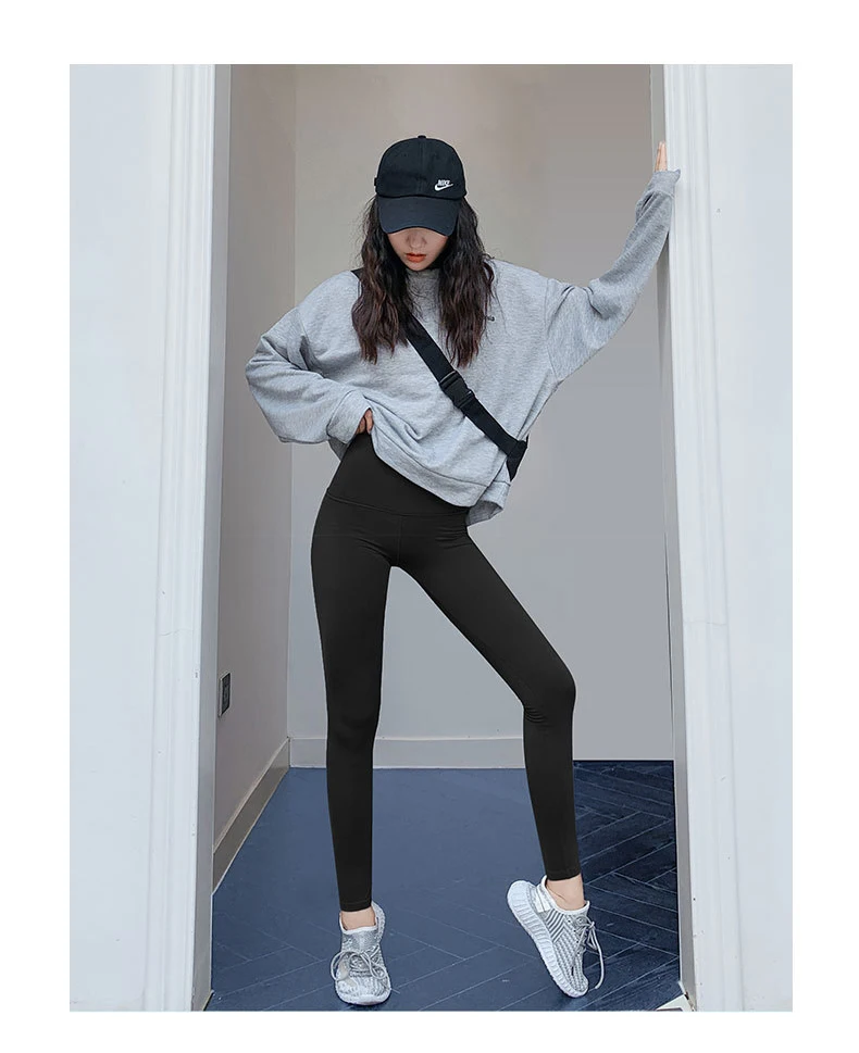 BIVIGAOS Micro Pressure Sharkskin Leggings Women Black Fitness Shaping Hip Lifting Leggings Skinny Slim Sport Workout Leggings