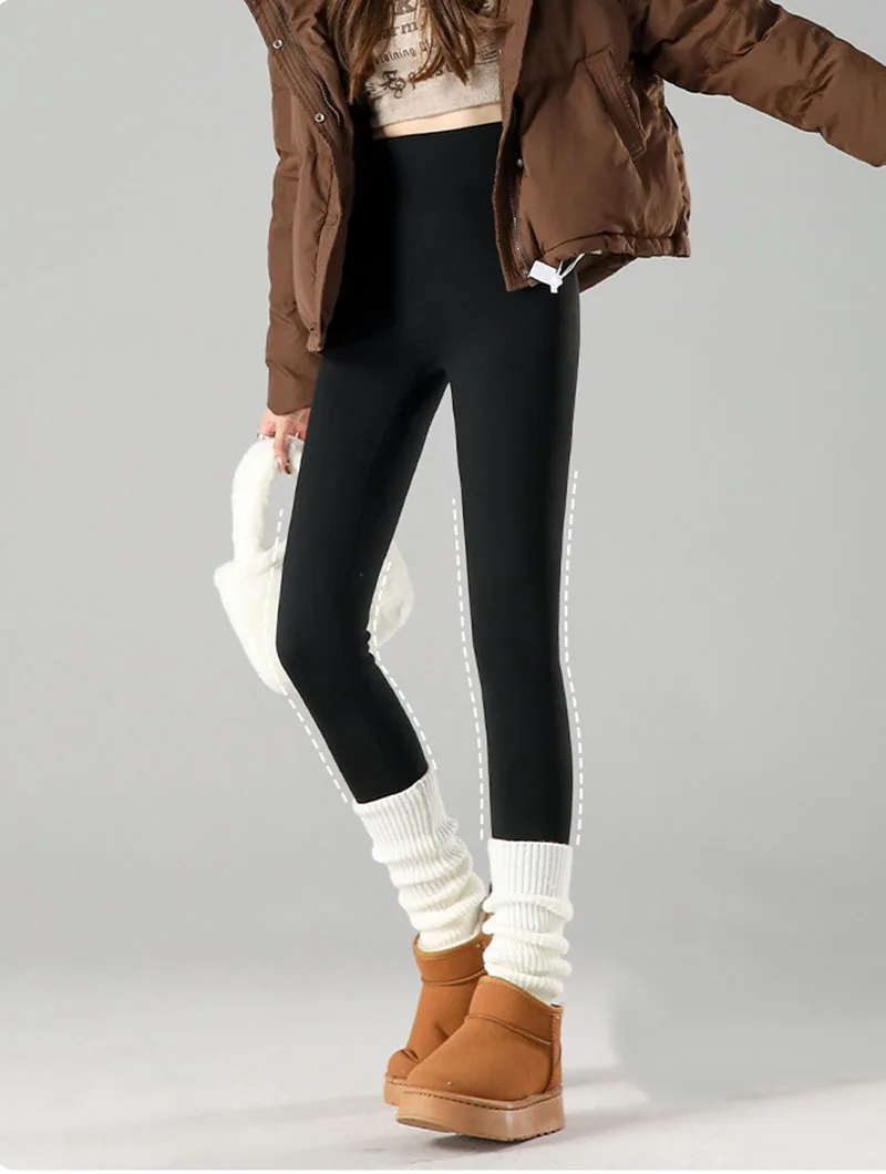 Winter with Fleece Leggings for Women Thick Skinny Elasticity Thermal Velvet Black Leggings High Waisted Lift Hips Yoga Tights
