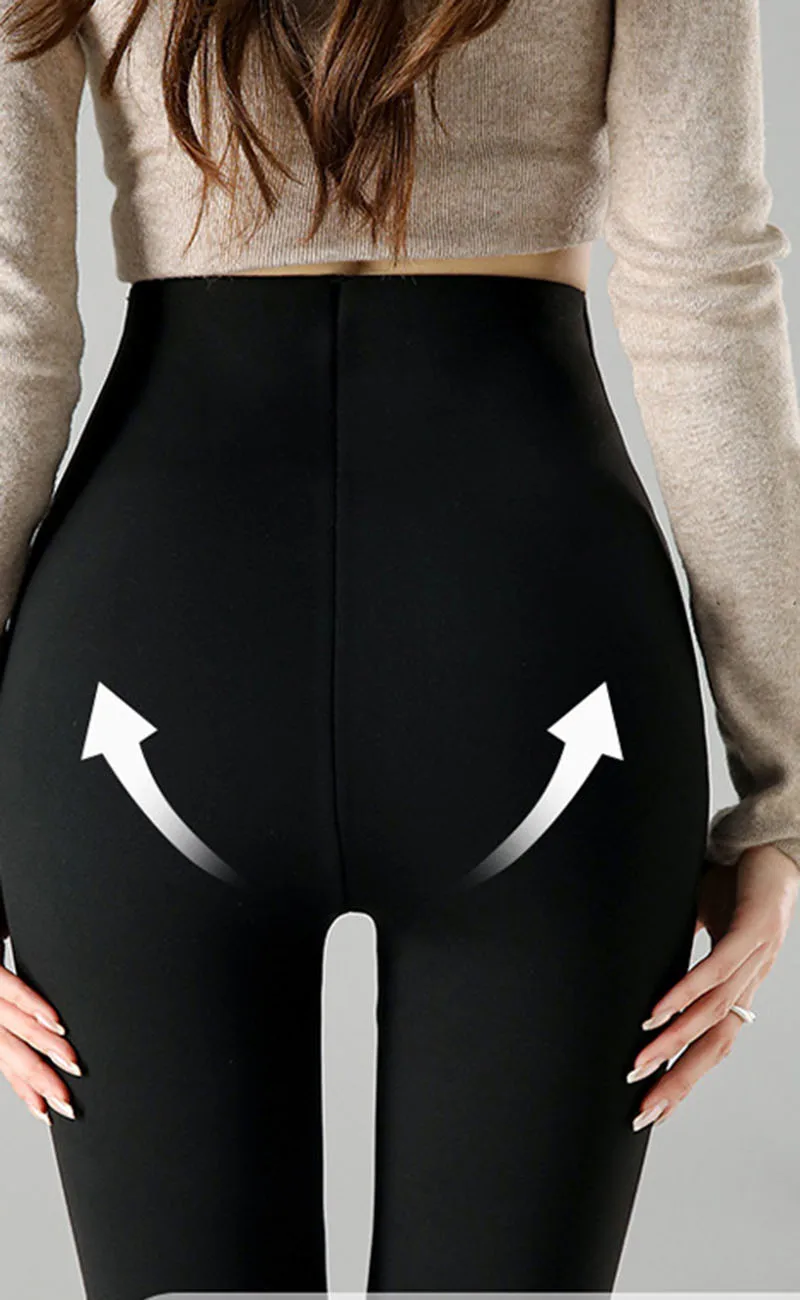 Winter with Fleece Leggings for Women Thick Skinny Elasticity Thermal Velvet Black Leggings High Waisted Lift Hips Yoga Tights