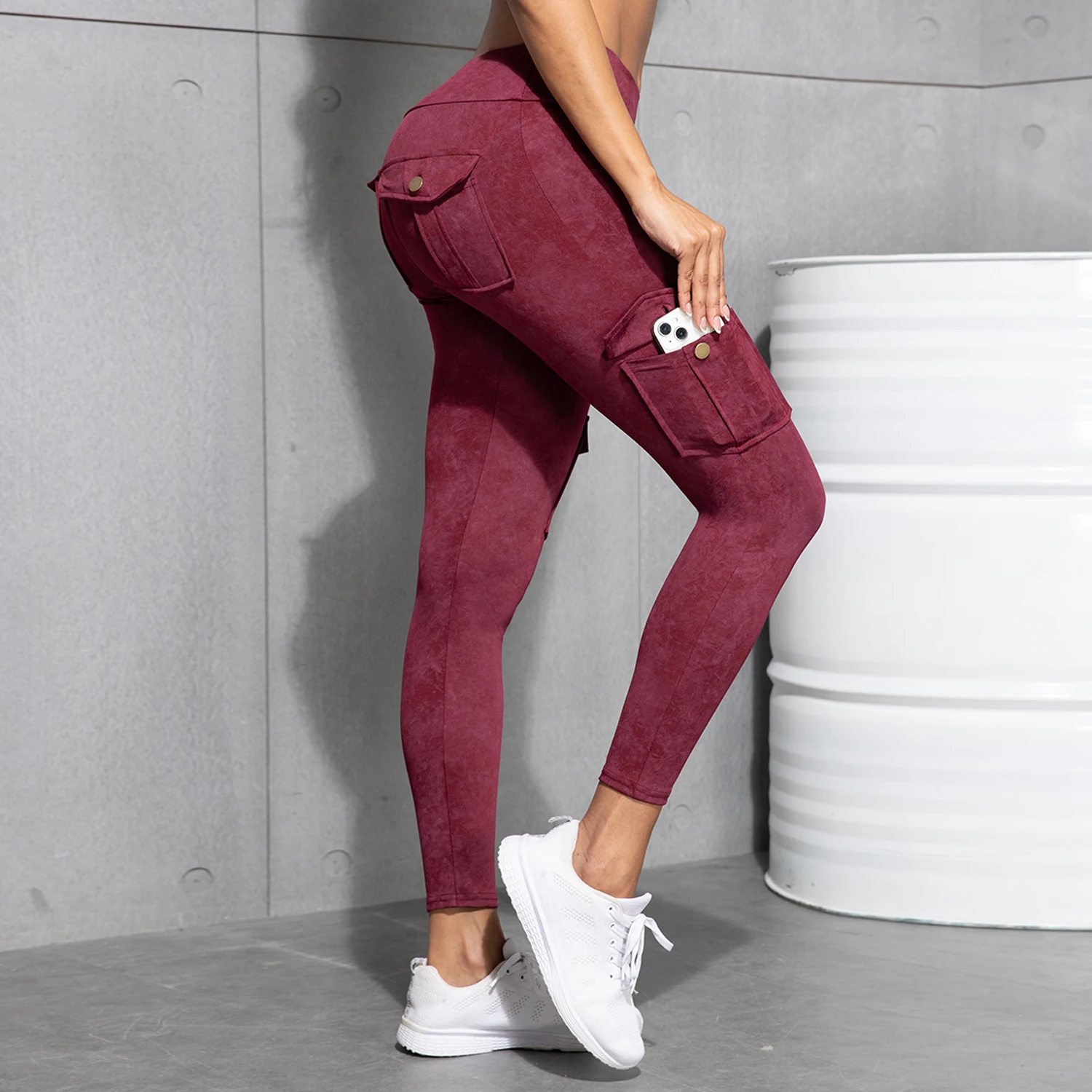 Women High Waist Yoga Gym Cargo Pocket Pant Fashion Tummy Control Athletic Pants Skinny Stretch Streetwear Sport Leggings