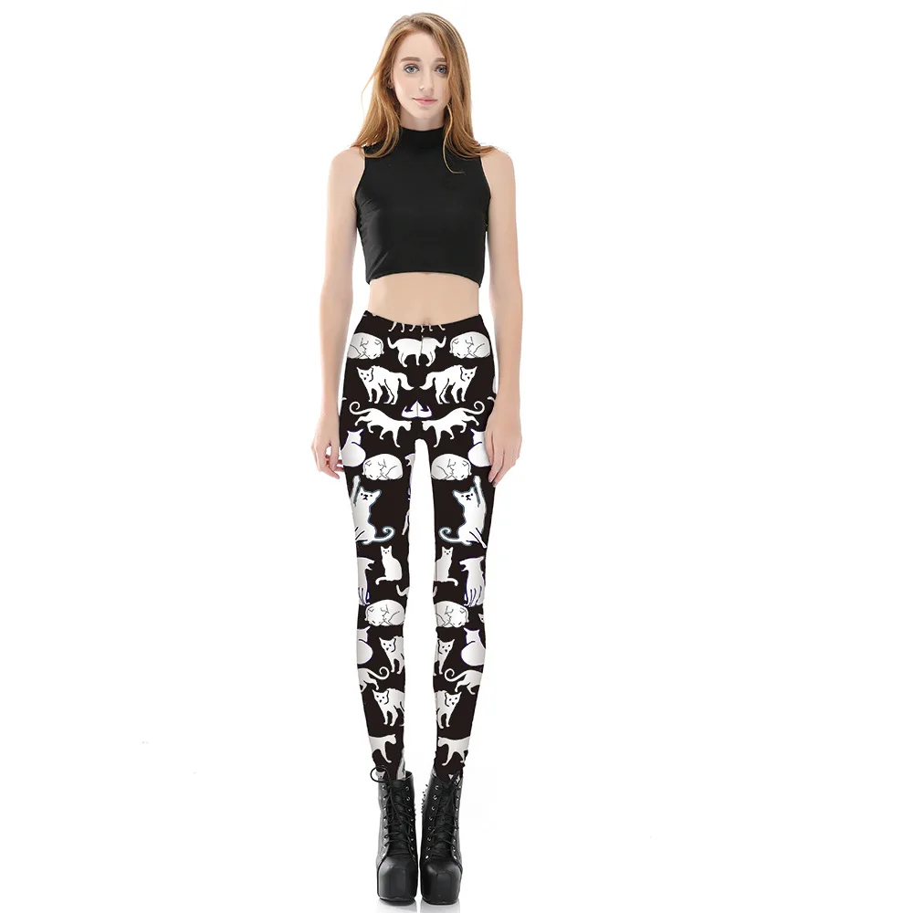 Spring Home Party Cool Women Cat Print Leggings Casual Outdoor Skinny Femme Elastic Push Up Legging
