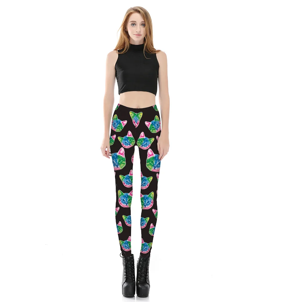 Spring Home Party Cool Women Cat Print Leggings Casual Outdoor Skinny Femme Elastic Push Up Legging