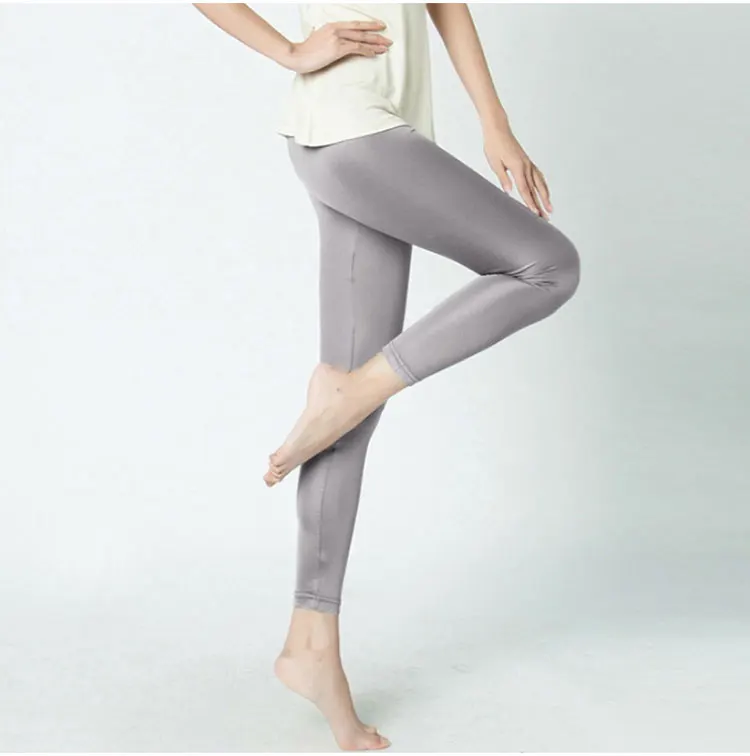 Women Natural Mulberry Silk Blend Stretchy Full Length Underpants Slim Leggings bottoming pants Thermal Pants plus size SG365