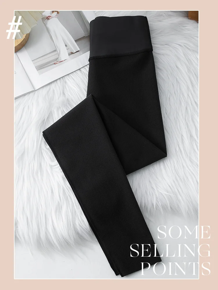 Plus Velvet Skinny Leather Leggings Stretch High Waist Leather Pants Elastic Trousers Women Black Sexy Keep Thermal Pants