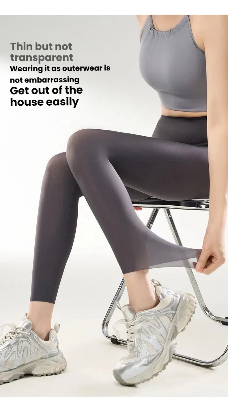 Summer Women Ultra Thin Leggings Breathable No Sweat Quick Dry High Waisted Slim Fit Ice Feeling Base Leggings Female Clothing