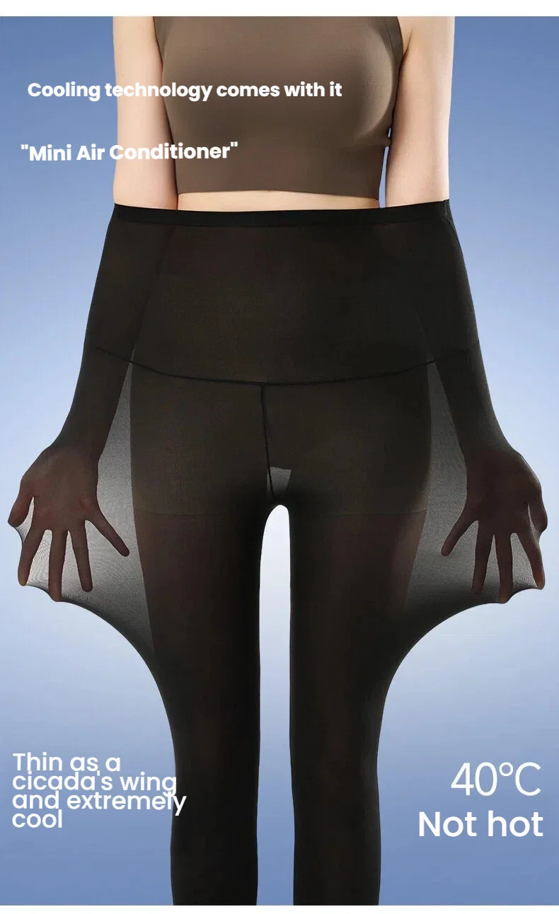 Summer Women Ultra Thin Leggings Breathable No Sweat Quick Dry High Waisted Slim Fit Ice Feeling Base Leggings Female Clothing