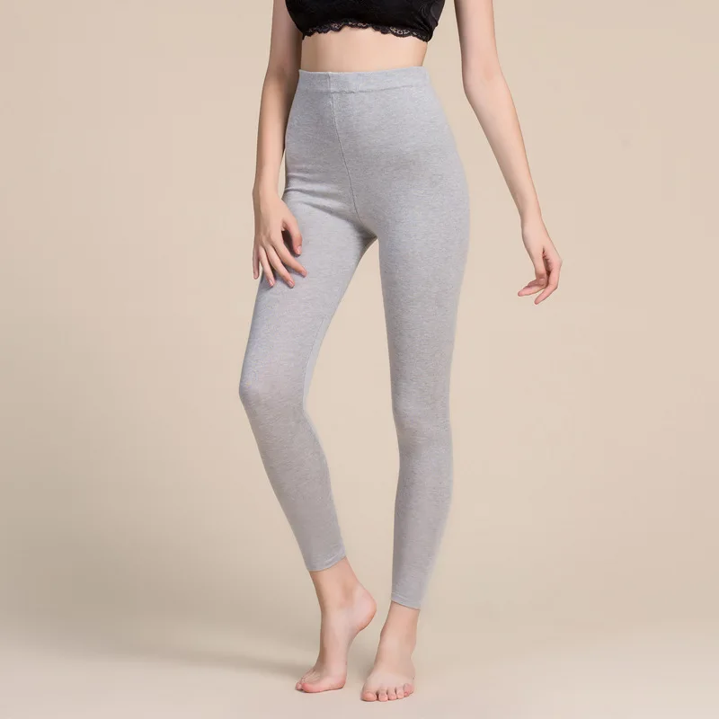 Women Leggings 80%Silk 15%Cashmere 5%Spandex Solid slim leggings Full length bottoming pants 2025 Fall Winter New Black Gray