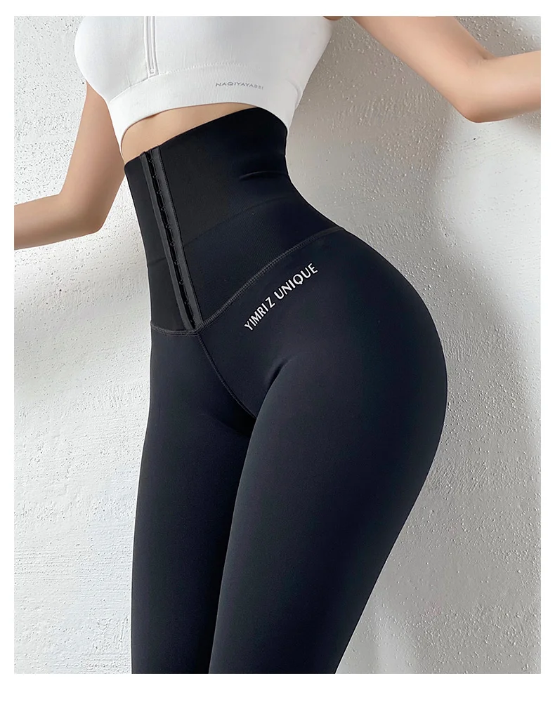 BIVIGAOS High Waist Trainer Breasted Fitness Leggings Women Sexy Body Shaper Slimming Belt Workout Leggings Running Sports Pants