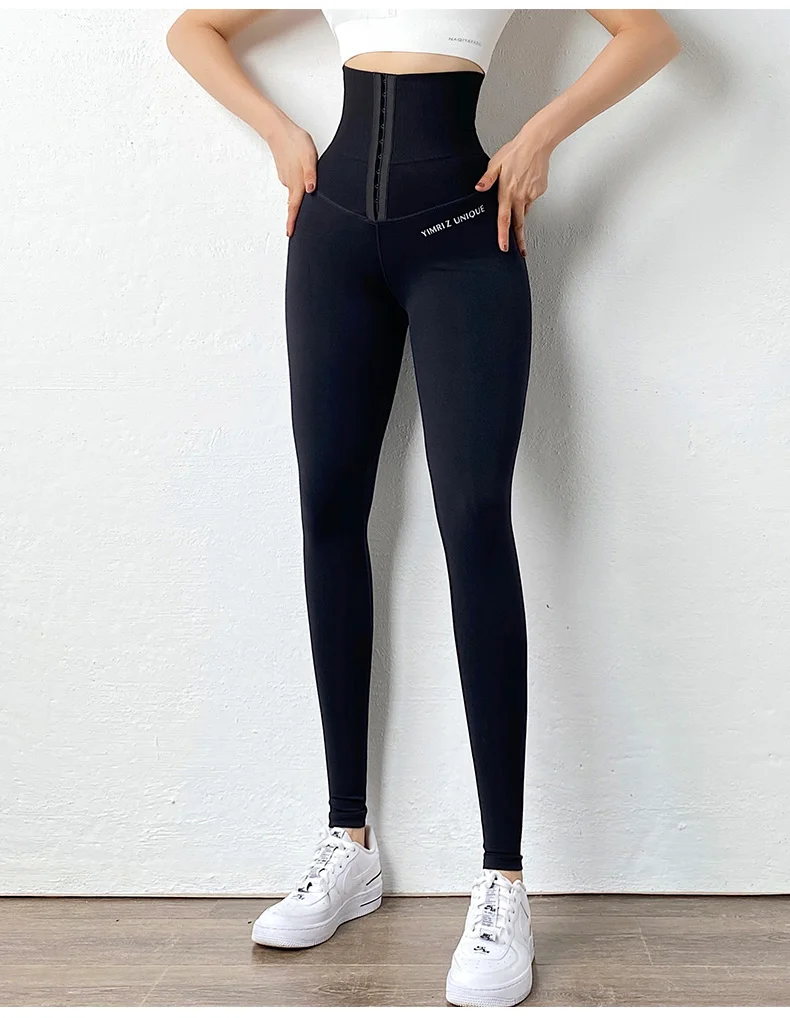 BIVIGAOS High Waist Trainer Breasted Fitness Leggings Women Sexy Body Shaper Slimming Belt Workout Leggings Running Sports Pants