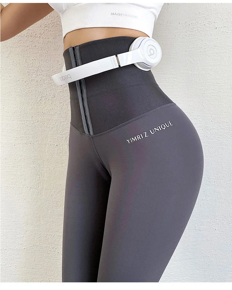 BIVIGAOS High Waist Trainer Breasted Fitness Leggings Women Sexy Body Shaper Slimming Belt Workout Leggings Running Sports Pants