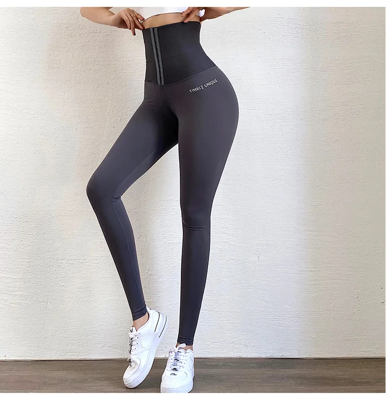 BIVIGAOS High Waist Trainer Breasted Fitness Leggings Women Sexy Body Shaper Slimming Belt Workout Leggings Running Sports Pants