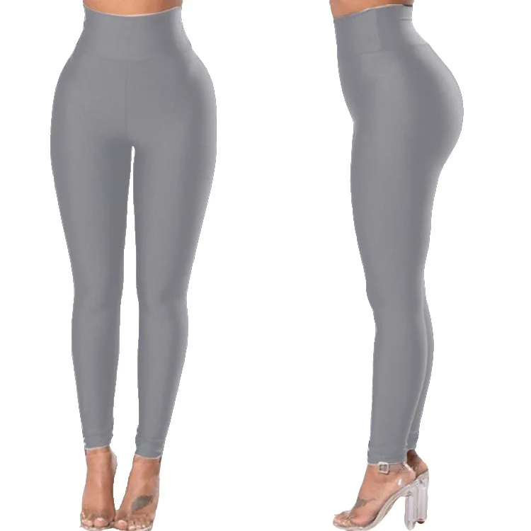 Women Gym Yoga Dance Running Cycling Sports Pants Pure Color Shiny Metallic Stretchy Leggings Pants