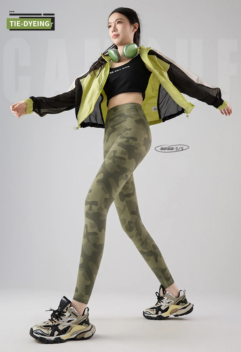BIVIGAOS Spring Summer New Seamless Camouflage Sharkskin Leggings Women Fashion High Waist Casual Sports Tights Fitness Leggings