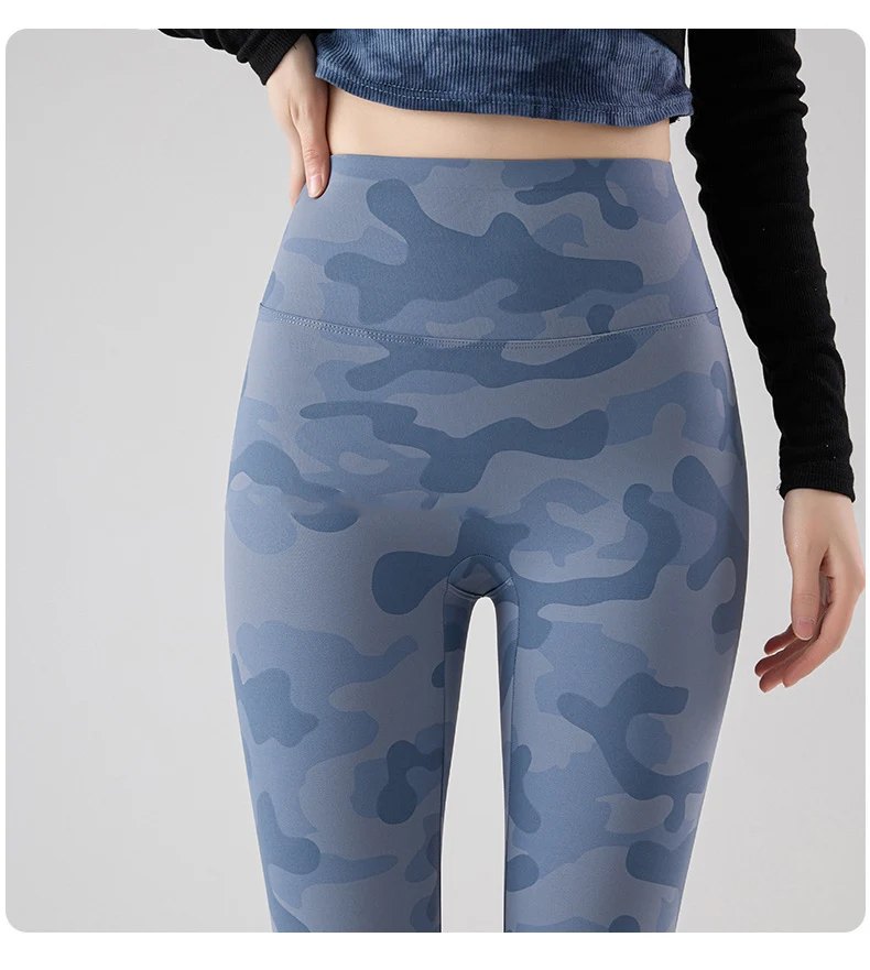 BIVIGAOS Spring Summer New Seamless Camouflage Sharkskin Leggings Women Fashion High Waist Casual Sports Tights Fitness Leggings