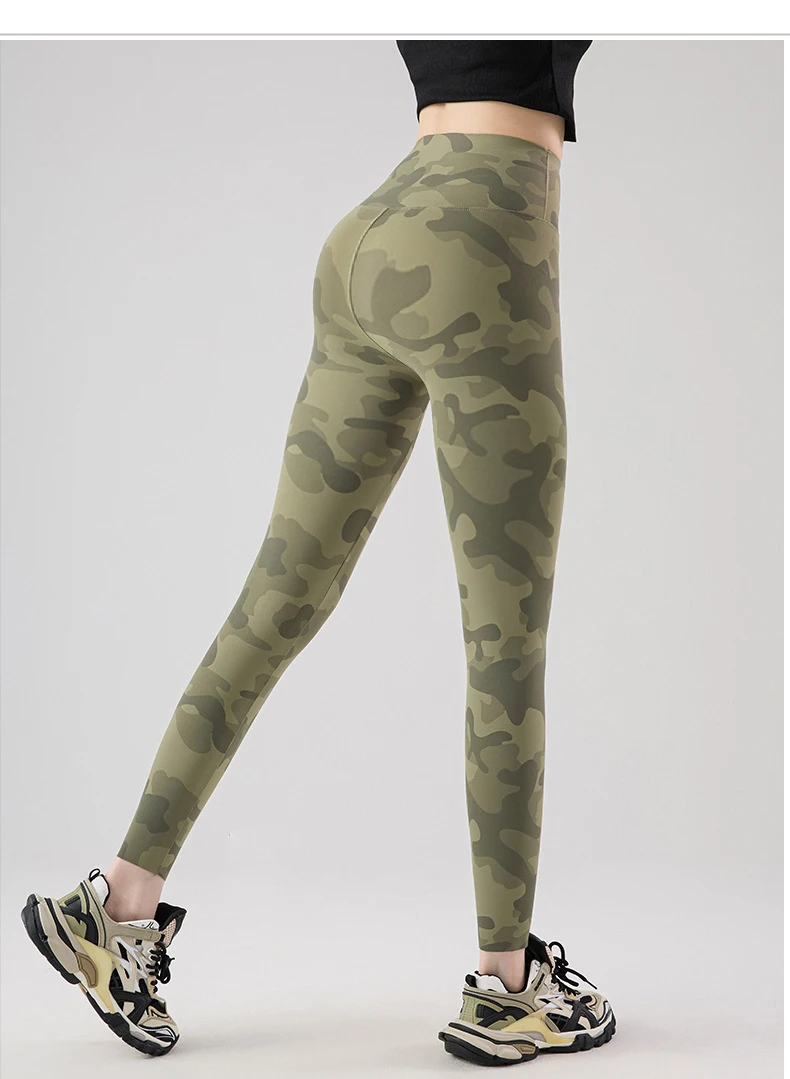 BIVIGAOS Spring Summer New Seamless Camouflage Sharkskin Leggings Women Fashion High Waist Casual Sports Tights Fitness Leggings