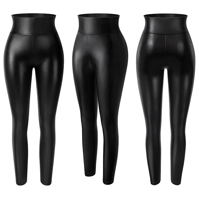 Vaslanda PU Leather Pencil Pants Women Sexy Tight Booty Up Skinny Leggings Faux Trouser High Waisted Tummy Control Slim Jeggings
