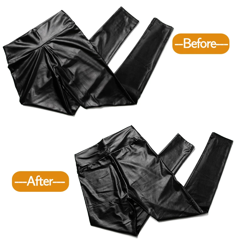 Vaslanda PU Leather Pencil Pants Women Sexy Tight Booty Up Skinny Leggings Faux Trouser High Waisted Tummy Control Slim Jeggings