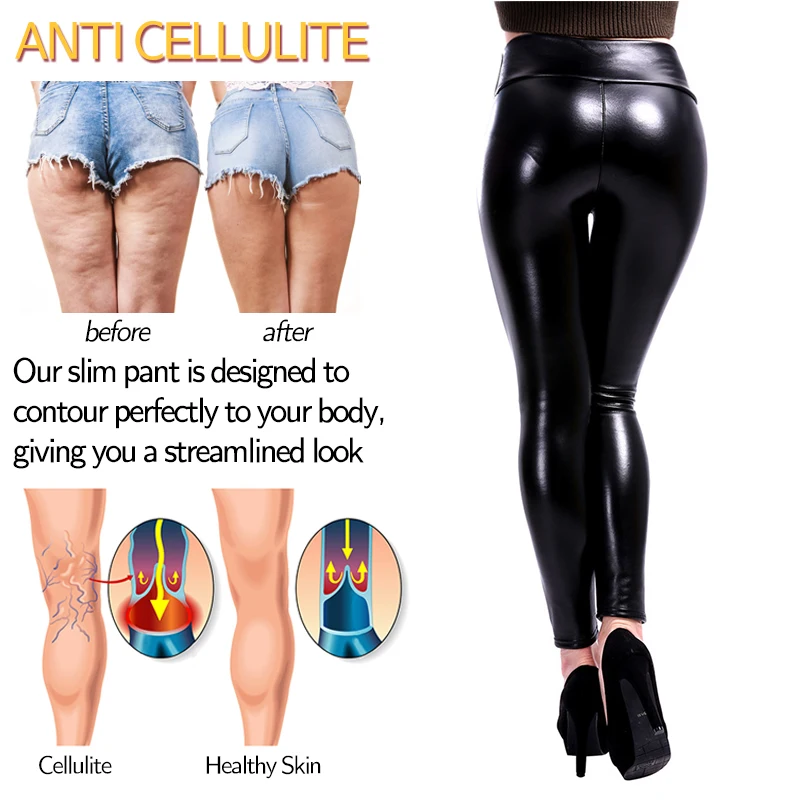 Vaslanda PU Leather Pencil Pants Women Sexy Tight Booty Up Skinny Leggings Faux Trouser High Waisted Tummy Control Slim Jeggings