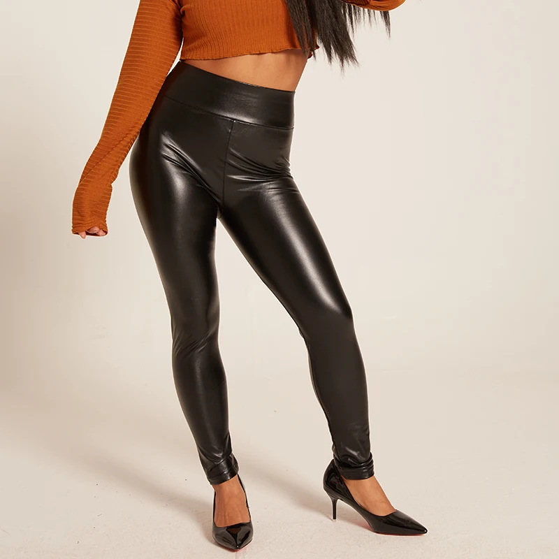 Vaslanda PU Leather Pencil Pants Women Sexy Tight Booty Up Skinny Leggings Faux Trouser High Waisted Tummy Control Slim Jeggings
