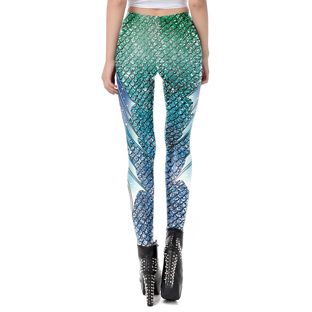 NADANBAO New Galaxy Leggings Women Sexy Mermaid Legging Fish Scale Leggins Fitness Colorful Elasticity Legins