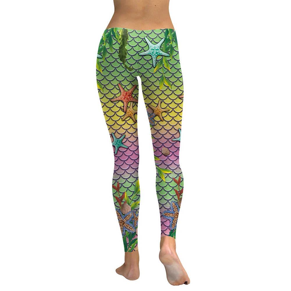 NADANBAO New Galaxy Leggings Women Sexy Mermaid Legging Fish Scale Leggins Fitness Colorful Elasticity Legins