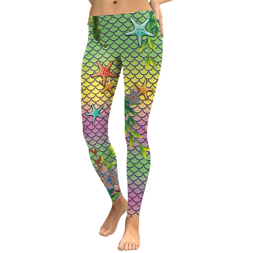 NADANBAO New Galaxy Leggings Women Sexy Mermaid Legging Fish Scale Leggins Fitness Colorful Elasticity Legins