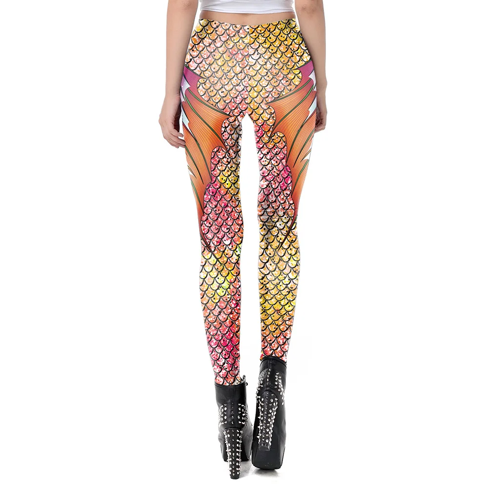 NADANBAO New Galaxy Leggings Women Sexy Mermaid Legging Fish Scale Leggins Fitness Colorful Elasticity Legins