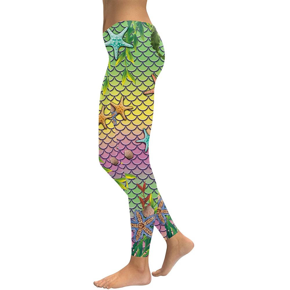 NADANBAO New Galaxy Leggings Women Sexy Mermaid Legging Fish Scale Leggins Fitness Colorful Elasticity Legins