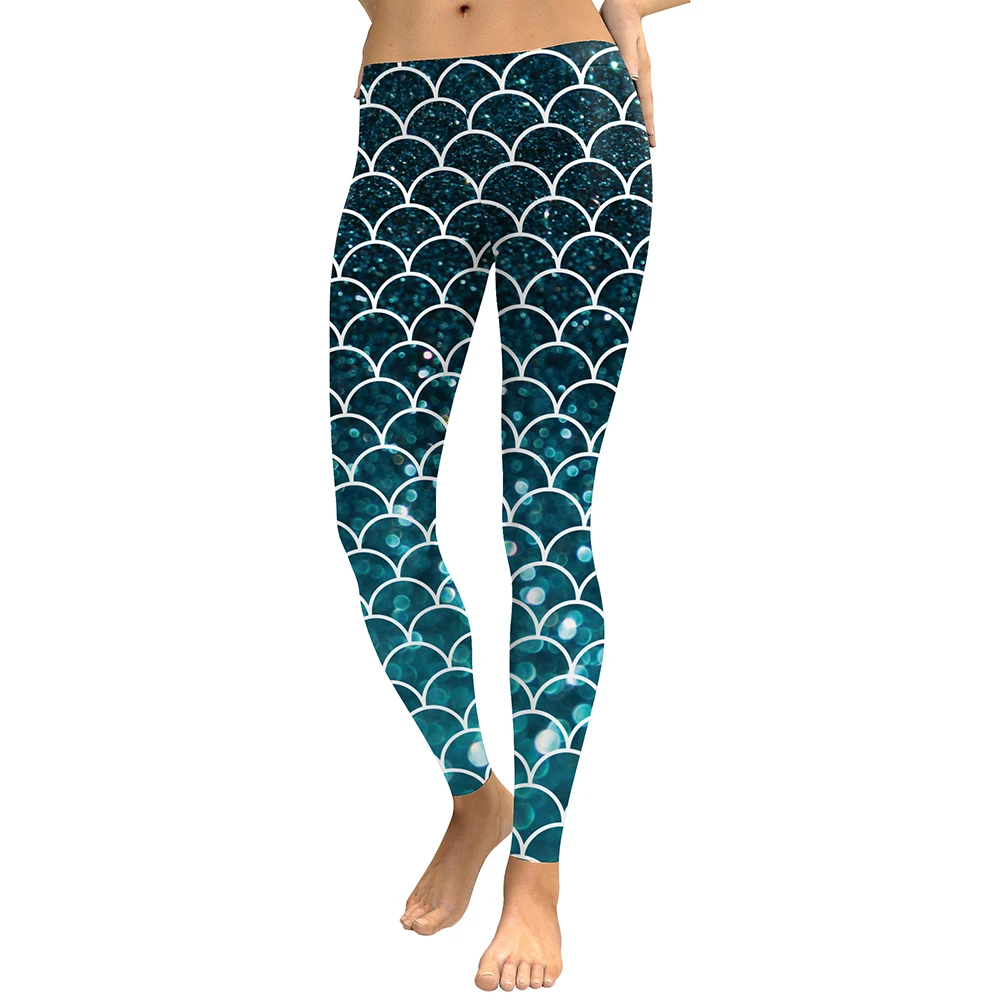 NADANBAO New Galaxy Leggings Women Sexy Mermaid Legging Fish Scale Leggins Fitness Colorful Elasticity Legins