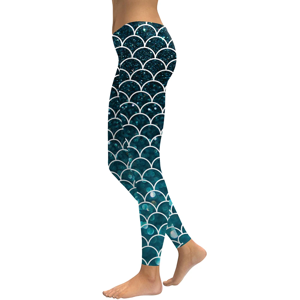 NADANBAO New Galaxy Leggings Women Sexy Mermaid Legging Fish Scale Leggins Fitness Colorful Elasticity Legins