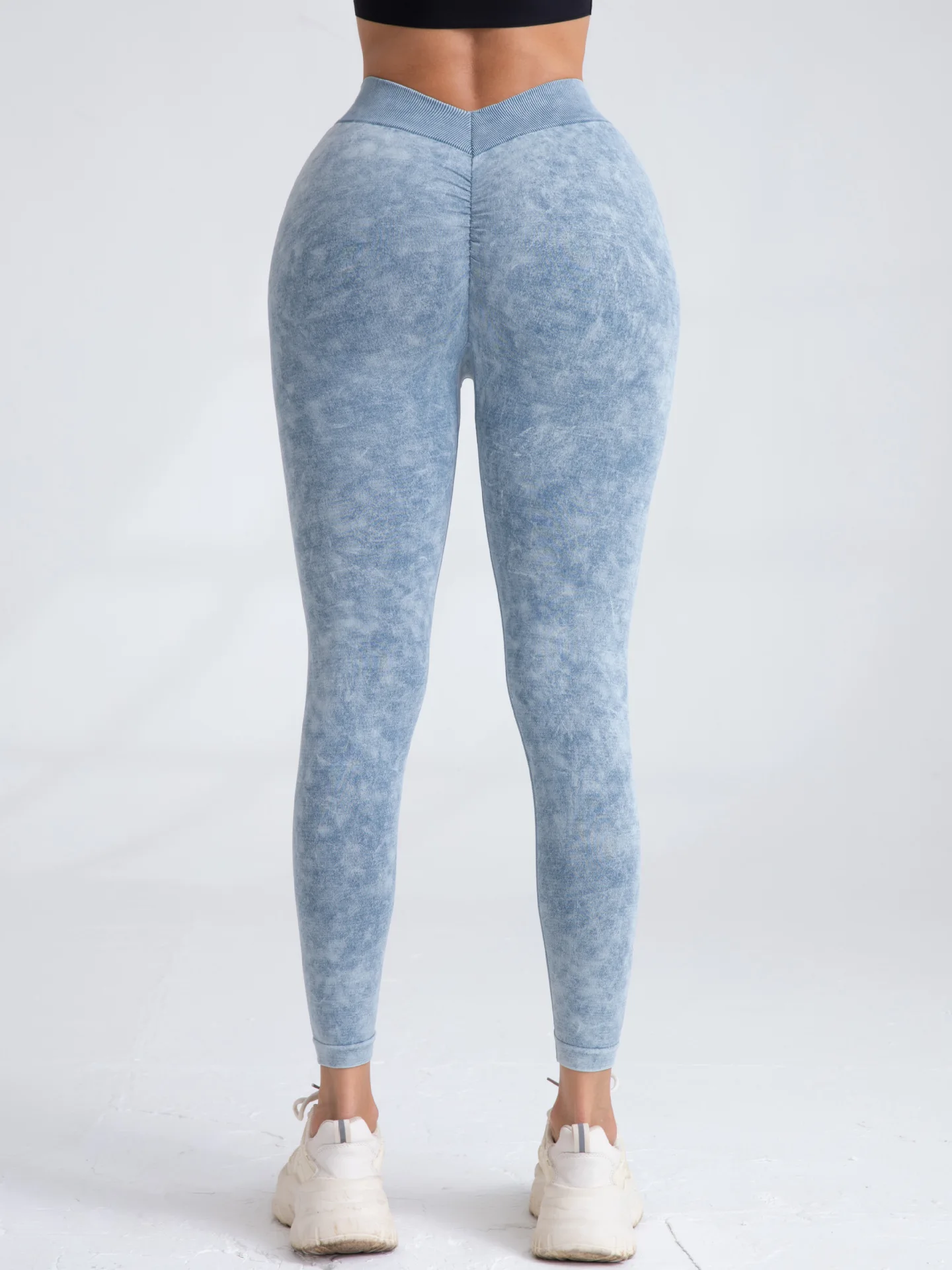 Women V Back Leggings Butt Lifting Gym Fitness Athletic Workout Leggins Outdoor Yoga Pants Sports Soft Tights Nylon