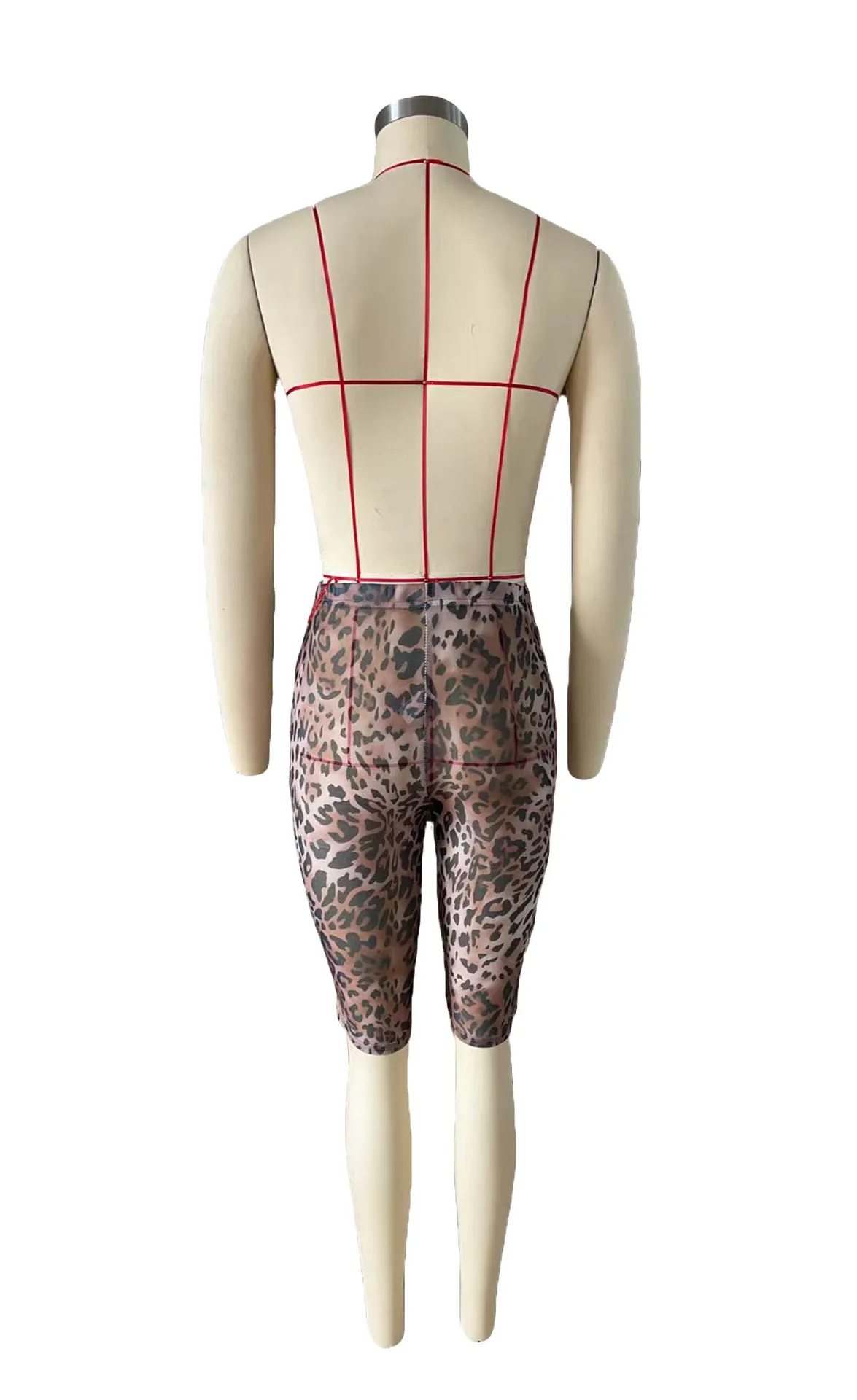 CM.YAYA Women Fashion Sexy Party Clubwear Mesh See Though Pants Capris 2025 Summer Leopard Print Leggings Street Trousers