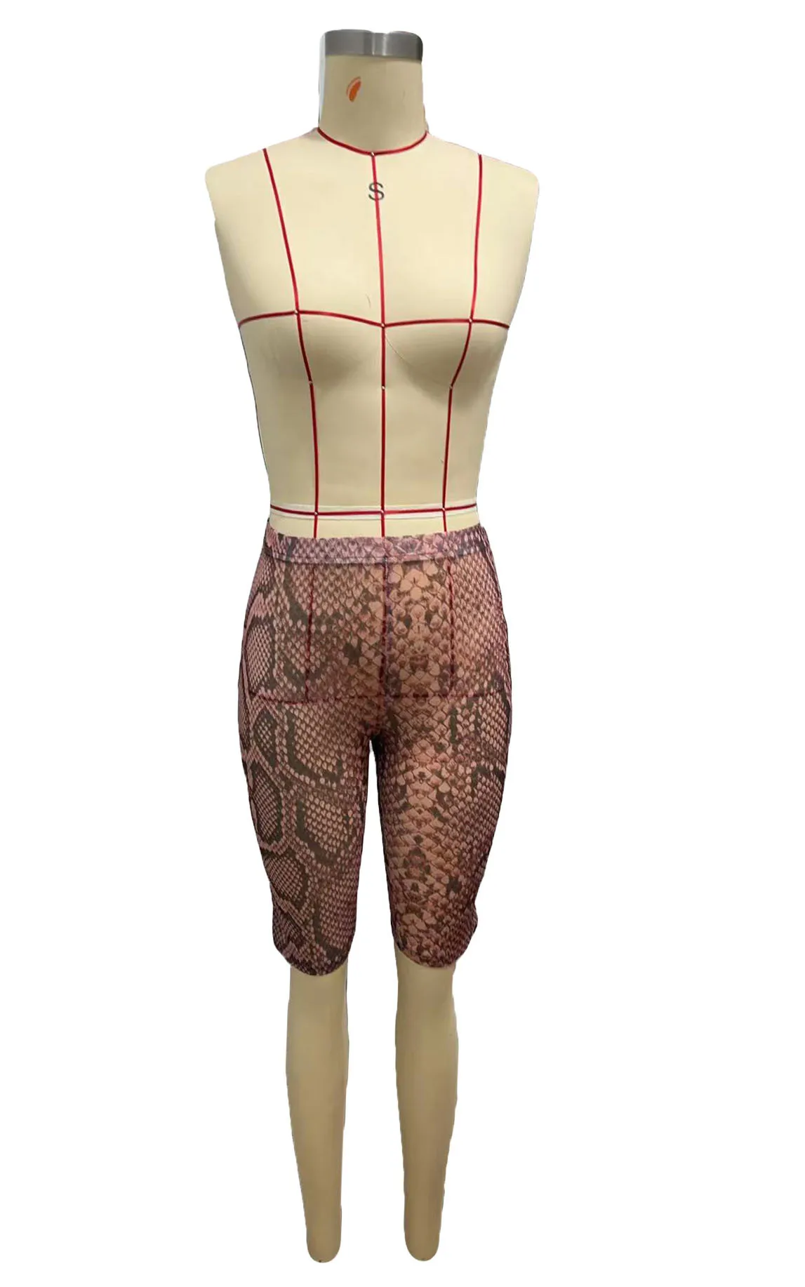 CM.YAYA Women Fashion Sexy Party Clubwear Mesh See Though Pants Capris 2025 Summer Leopard Print Leggings Street Trousers