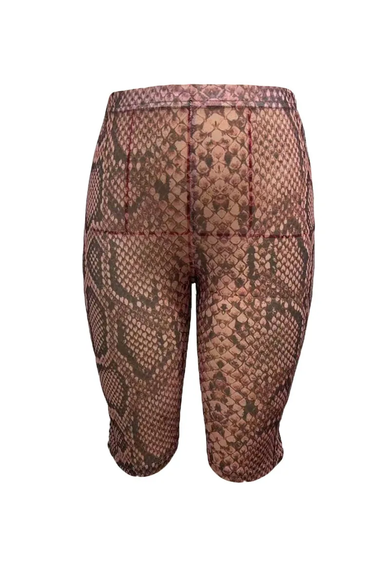 CM.YAYA Women Fashion Sexy Party Clubwear Mesh See Though Pants Capris 2025 Summer Leopard Print Leggings Street Trousers