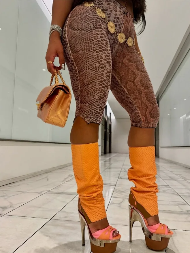 CM.YAYA Women Fashion Sexy Party Clubwear Mesh See Though Pants Capris 2025 Summer Leopard Print Leggings Street Trousers