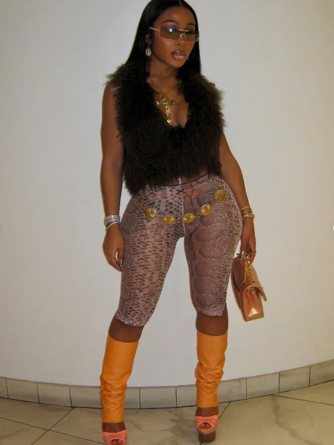CM.YAYA Women Fashion Sexy Party Clubwear Mesh See Though Pants Capris 2025 Summer Leopard Print Leggings Street Trousers