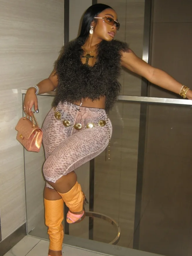 CM.YAYA Women Fashion Sexy Party Clubwear Mesh See Though Pants Capris 2025 Summer Leopard Print Leggings Street Trousers