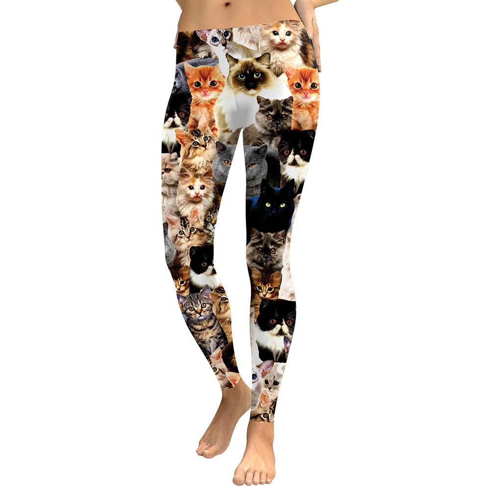 NADANBAO 2025 Women Leggings Lovely Cat Hologrephic Digital Print Fitness legging High Waist Workout Pants Casual Street Leggins