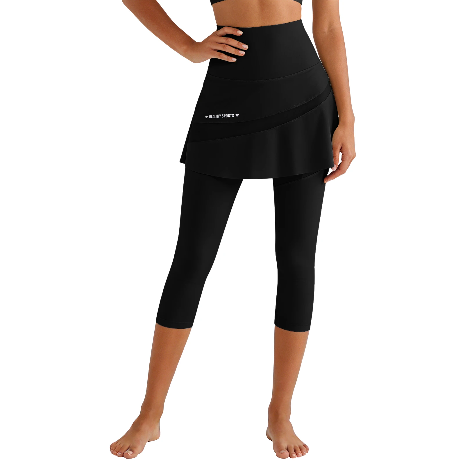 Women Yoga Tenis Skirts High Waist Fake Two Pieces Sports Leggings Quick Drying Capris Fitness Pants Athletic Running Legging