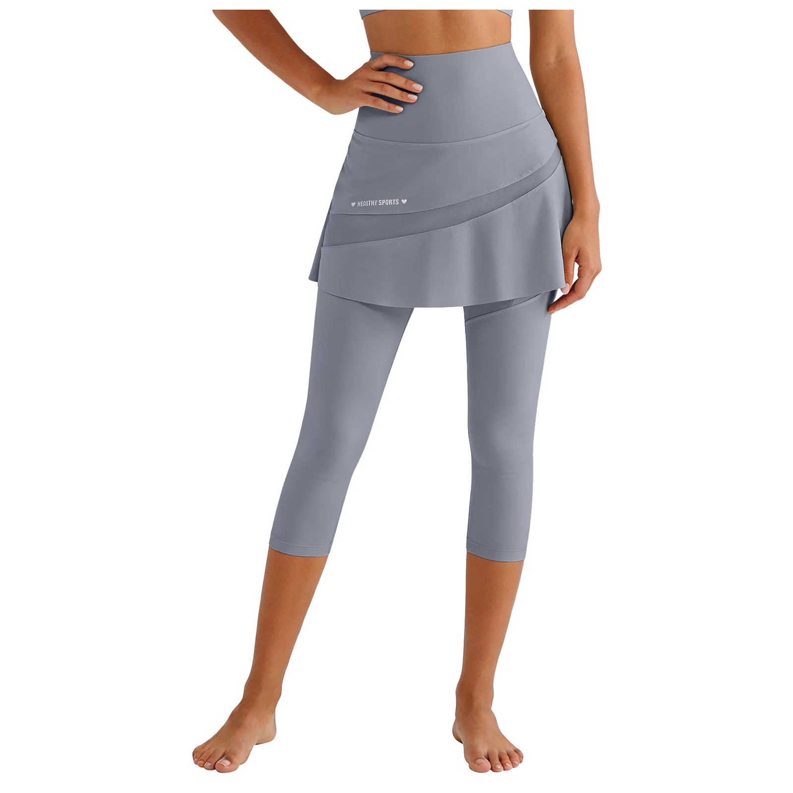 Women Yoga Tenis Skirts High Waist Fake Two Pieces Sports Leggings Quick Drying Capris Fitness Pants Athletic Running Legging