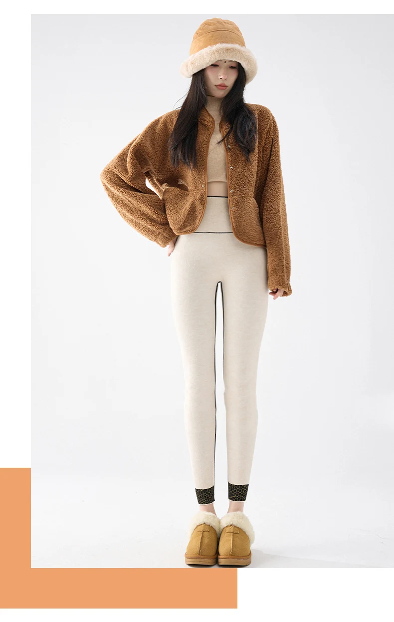 BIVIGAOS Autumn Winter Fleece Thick Shark Leggings Women's High Waist Butt Lifter Warmth Alpaca Velvet Leggings