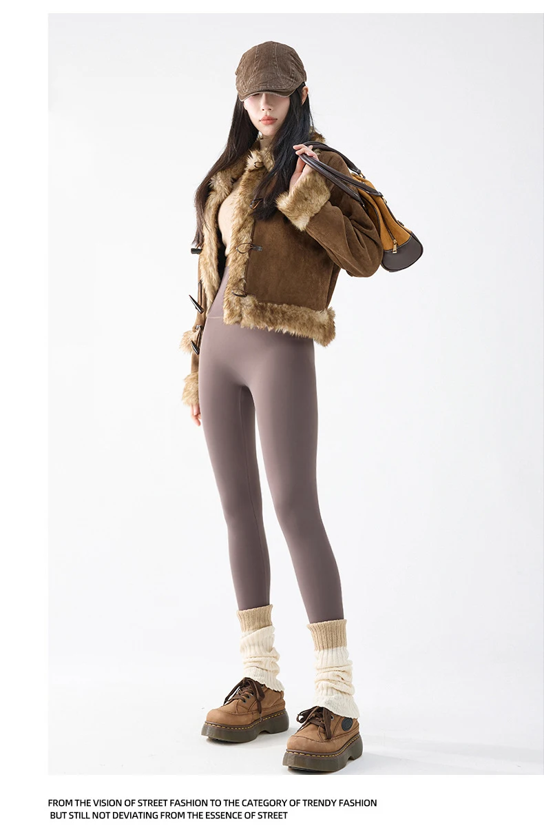 BIVIGAOS Autumn Winter Fleece Thick Shark Leggings Women's High Waist Butt Lifter Warmth Alpaca Velvet Leggings