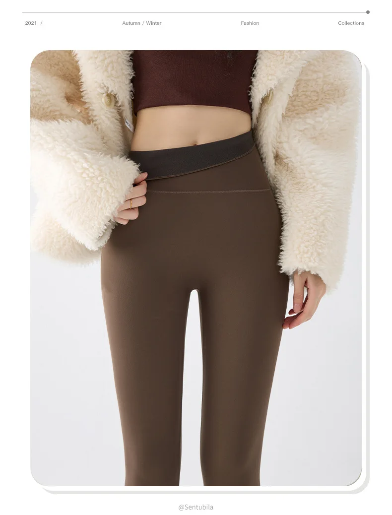 BIVIGAOS Autumn Winter Fleece Thick Shark Leggings Women's High Waist Butt Lifter Warmth Alpaca Velvet Leggings