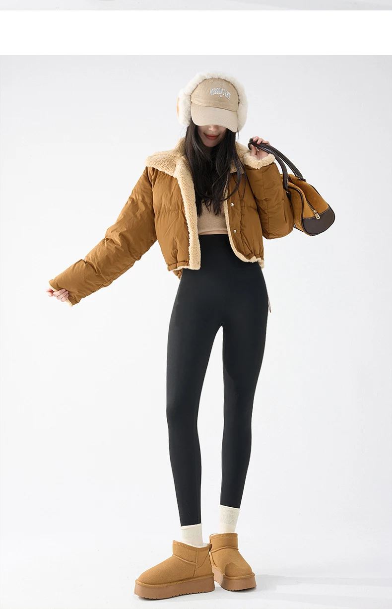 BIVIGAOS Autumn Winter Fleece Thick Shark Leggings Women's High Waist Butt Lifter Warmth Alpaca Velvet Leggings