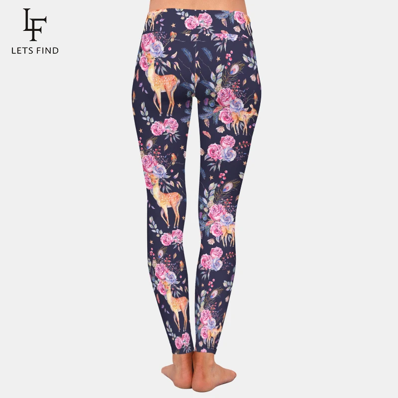 LETSFIND Fashion New Women Elastic Pockert Pants High Waist 3D Digital Printing  Milk Silk Stretch Fitness Sexy Girls Leggings