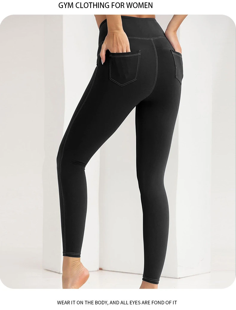 Imitation Denim Yoga Leggings with High Elasticity Slim High Waist Lifted Buttocks Sports and Fitness Fashion Leggings for Women
