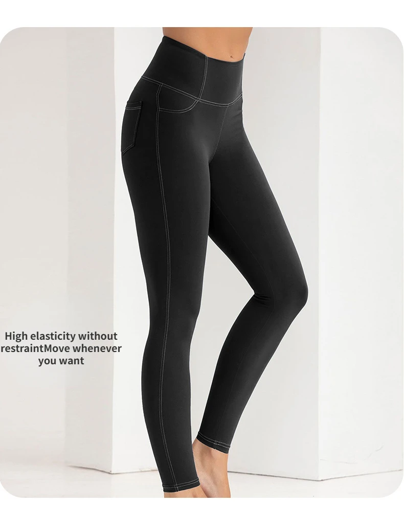 Imitation Denim Yoga Leggings with High Elasticity Slim High Waist Lifted Buttocks Sports and Fitness Fashion Leggings for Women
